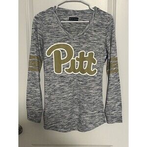 NWT 5th & Ocean Pitt Panthers Womens Gray Marled Long Sleeve Logo Knit Top XS
